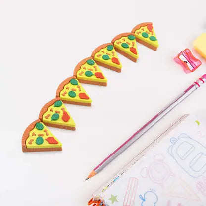 DeoDap 3D Pizza Slices Kids Favourite Food Eraser