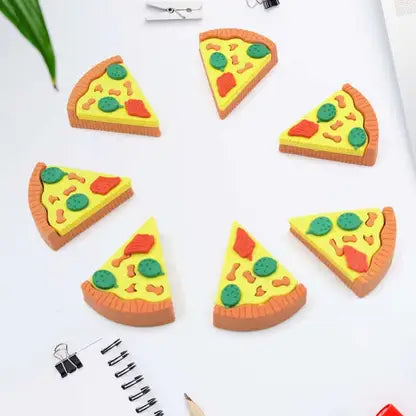 DeoDap 3D Pizza Slices Kids Favourite Food Eraser