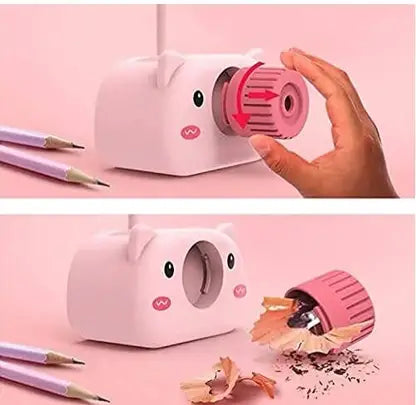 behive Pack Of 1 Kids Pig LED Table Lamps Pen Holder Stand and Pencil Sharpener Table