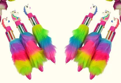BEFLIX Unicorn Multicolor Feather Fur Ballpoint