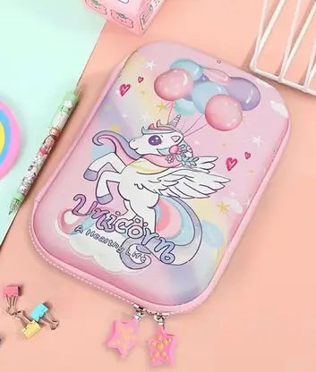 Toxen Rainbow Balloon Unicorn Embossed Pencil Box