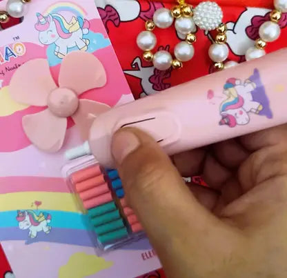 FATFISH Unicorn Electric Eraser with Fan and eraser for Kids